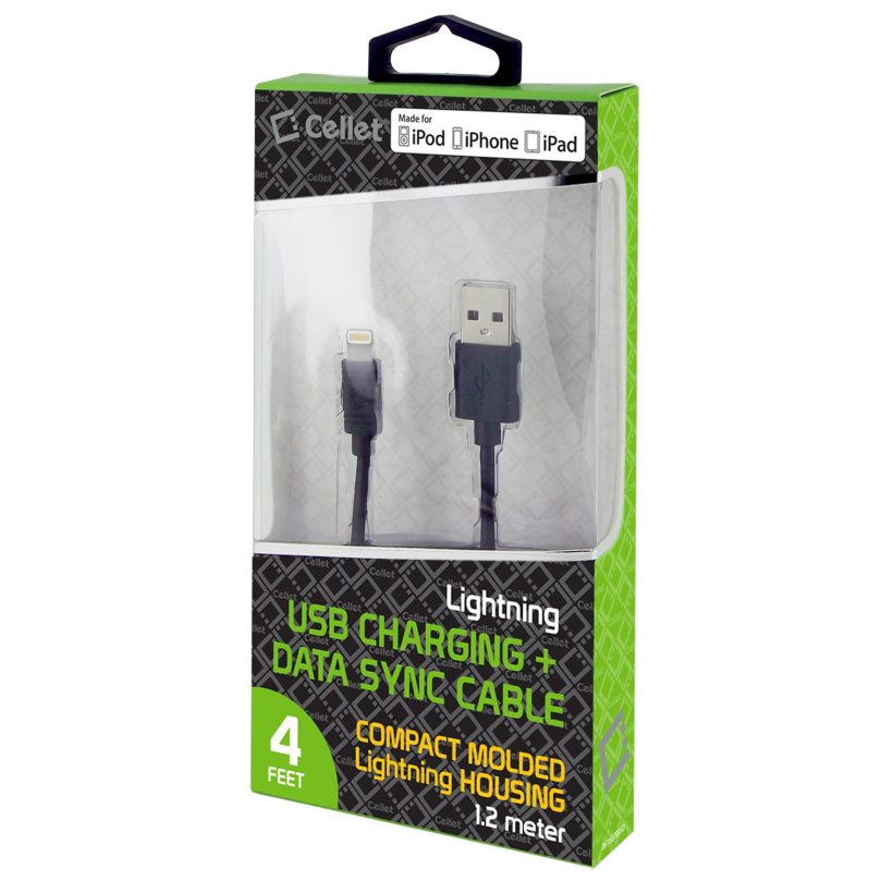 Picture of Cellet 4 Ft Lightning USB Charging + Data Cable (Black)