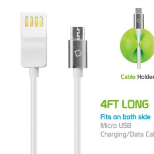 Picture of Cellet 4 Ft Micro USB Charging + Data Cable  Reversible (White)