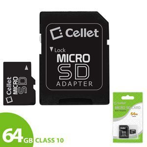Picture of Cellet 64GB Micro SD Memory Card With SD Adapter