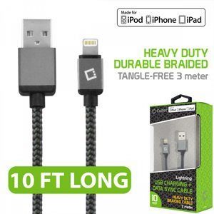 Picture of Cellet Lightning 8 Pin 10' Heavy-Duty Nylon Braided USB Charging Plus Data Sync Cable