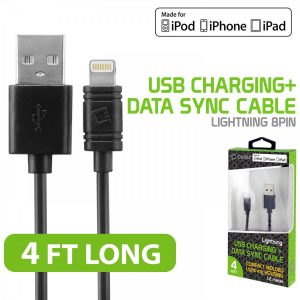 Picture of Cellet 4 Ft Lightning USB Charging + Data Cable (Black)