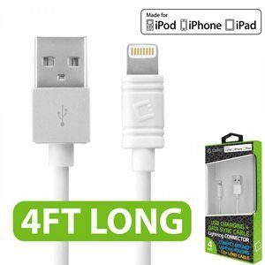 Picture of Cellet 4 Ft Lightning USB Charging + Data Cable (White)