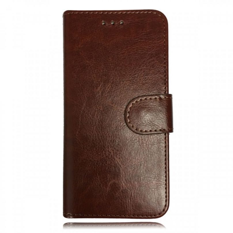 iPhone X/XS Leather Wallet Flip Case Brown 1