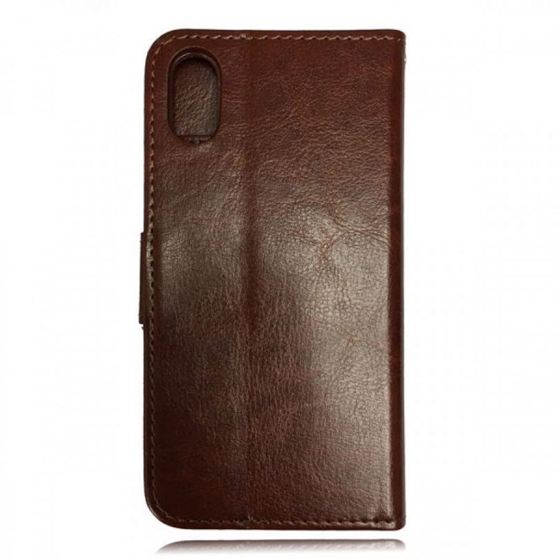 iPhone X/XS Leather Wallet Flip Case Brown 2