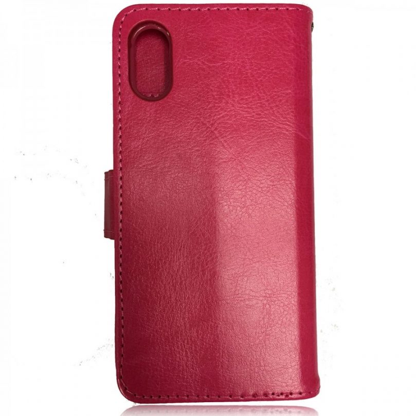 iPhone X/XS Leather Wallet Flip Case Pink 3