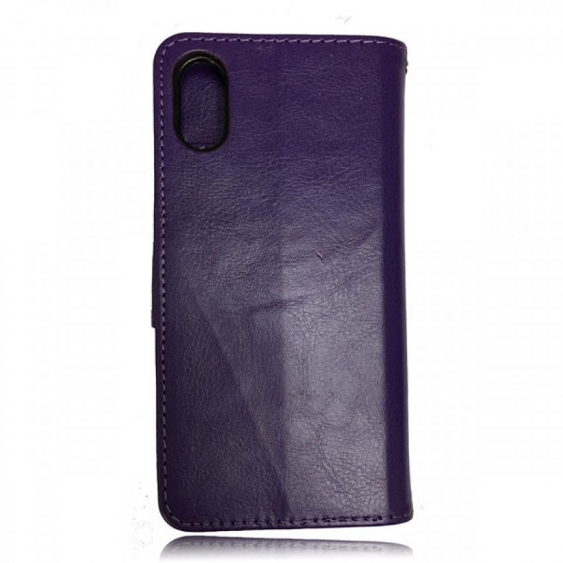 iPhone X/XS Leather Wallet Flip Case Purple - Image 2