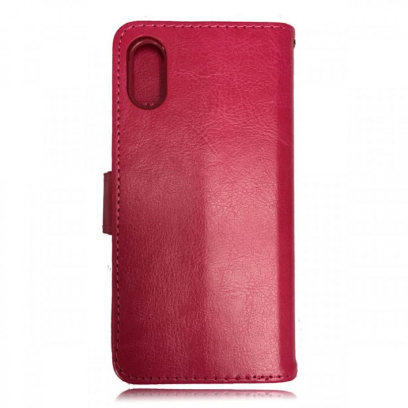 iPhone X/XS Leather Wallet Flip Case Red 2