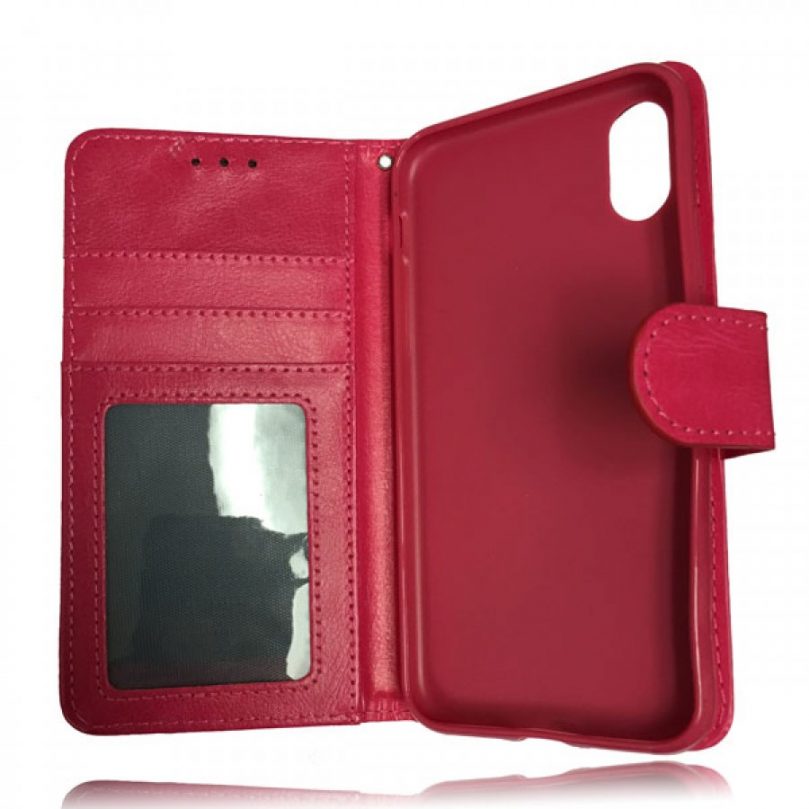 iPhone X/XS Leather Wallet Flip Case Red 3