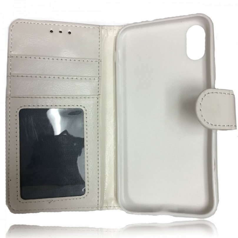 iPhone X/XS Leather Wallet Flip Case White 3