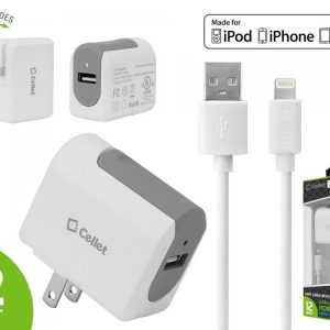 Picture of Cellet 4 ft 2.4 Amp Folding Blade Lightning Home Charger + Lightning Sync Cable (White)