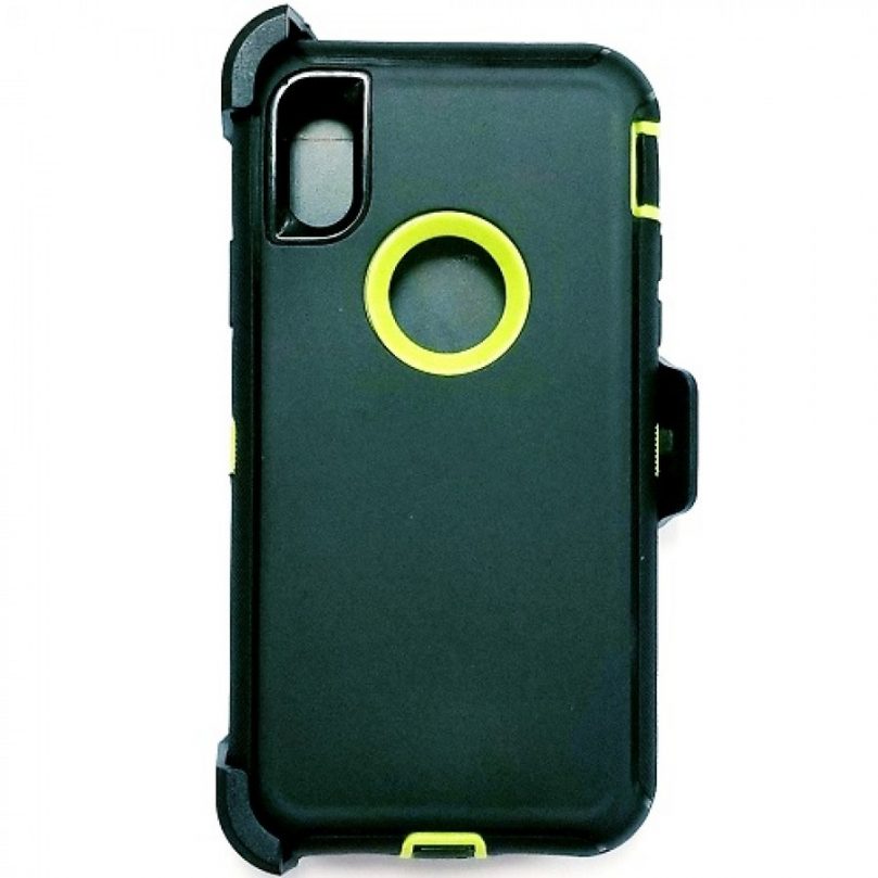 iPhone X/Xs Heavy Duty Case w/ Clip BLACK/LIGHT GREEN 1