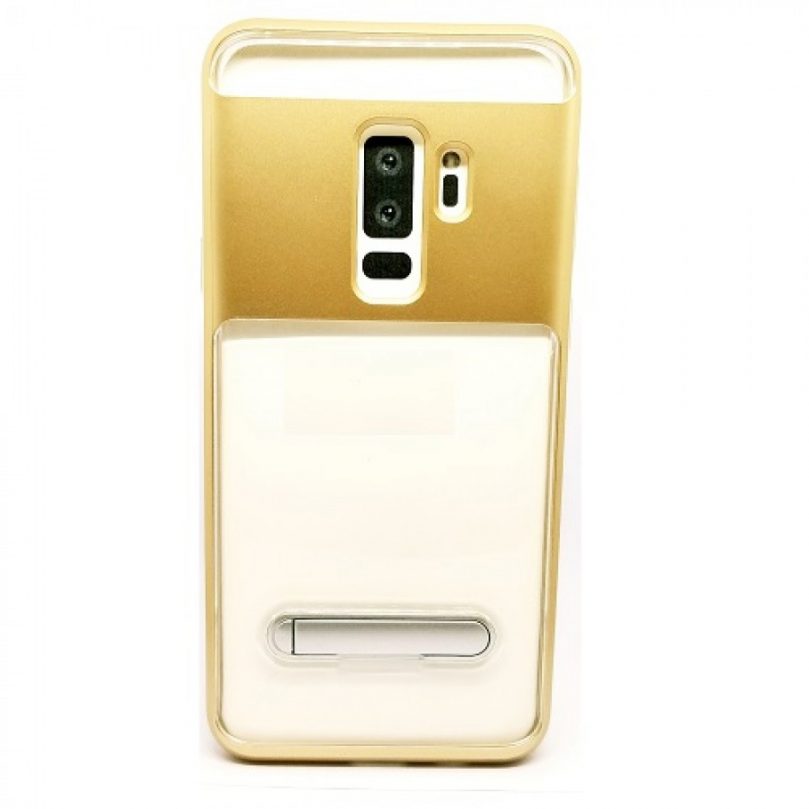 Samsung Galaxy S9 Transparent Bumper Case w/ Kick Stand GOLD 1