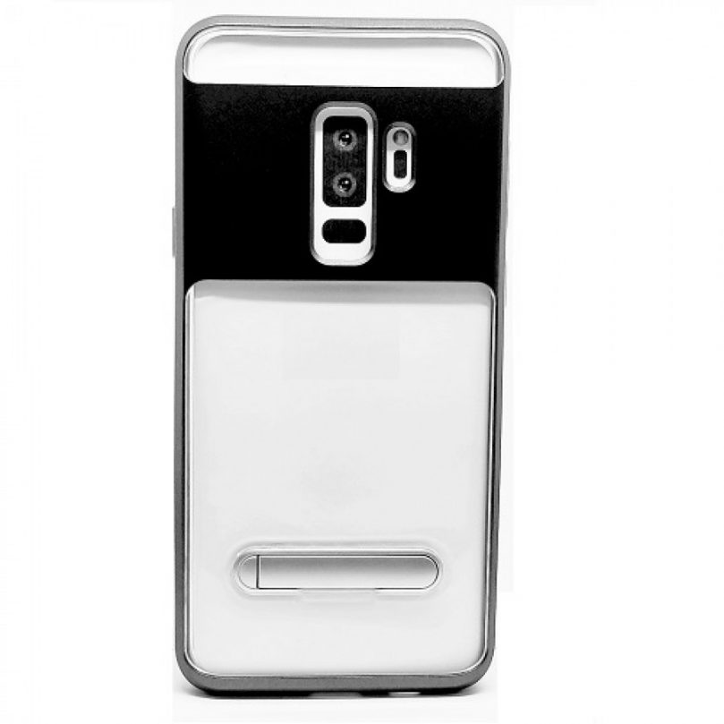 Samsung Galaxy S9 Transparent Bumper Case w/ Kick Stand GRAY 1