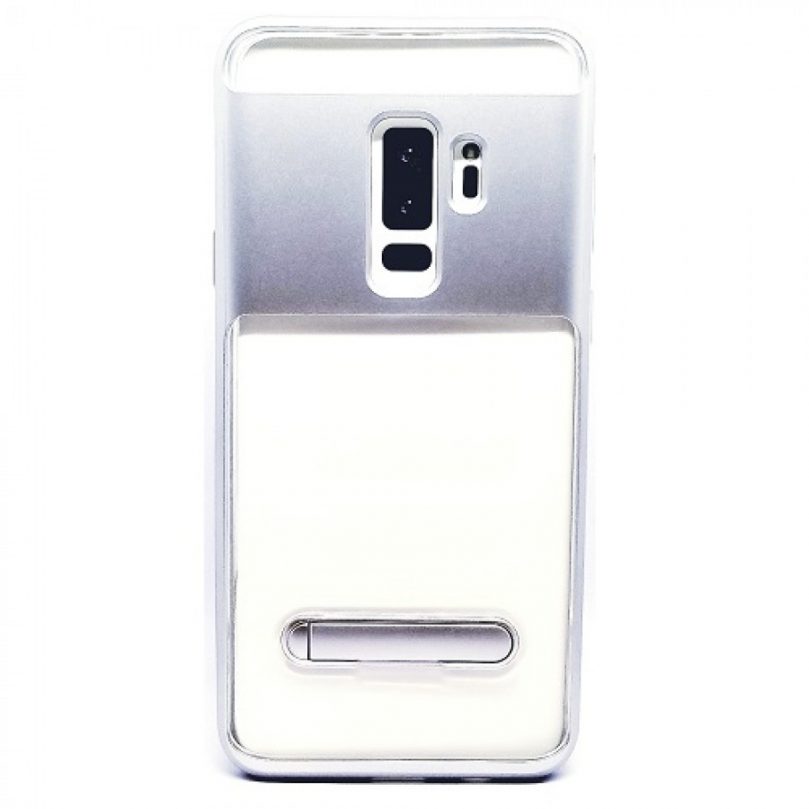 Samsung Galaxy S9 Transparent Bumper Case w/ Kick Stand SILVER 1