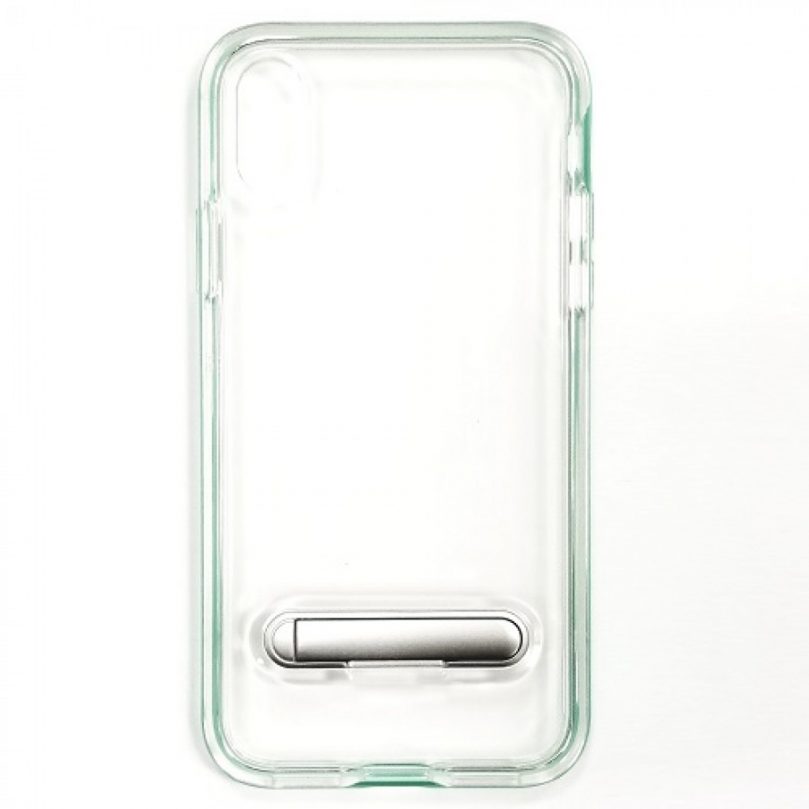 iPhone X/Xs Transparent Bumper Case w/ Kickstand GREEN 1