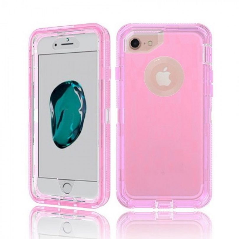 iPhone X/Xs Transparent Heavy Duty Case w/ Clip PINK