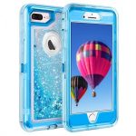 iPhone X/Xs Transparent Heavy Duty Glitter Quicksand Case w/ Clip BLUE