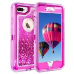 iPhone X/Xs Transparent Heavy Duty Glitter Quicksand Case w/ Clip HOT PINK