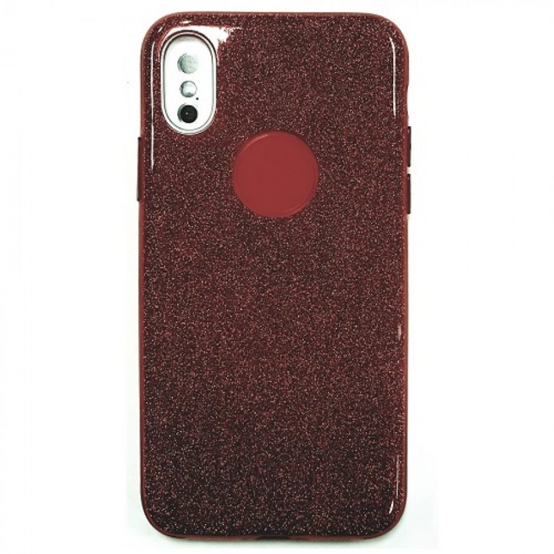iPhone X/Xs Daisy Hard TPU Glitter PU Case RED 1
