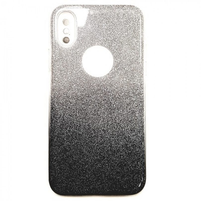 iPhone X/Xs Daisy Hard TPU Glitter PU Case SILVER/BLACK 1