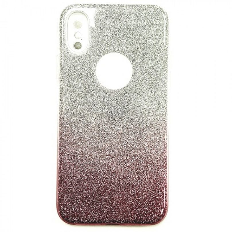 iPhone X/Xs Daisy Hard TPU Glitter PU Case SILVER/PINK 1