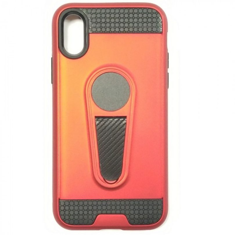 iPhone X/Xs King Armor Style Case W/Kickstand RED 1