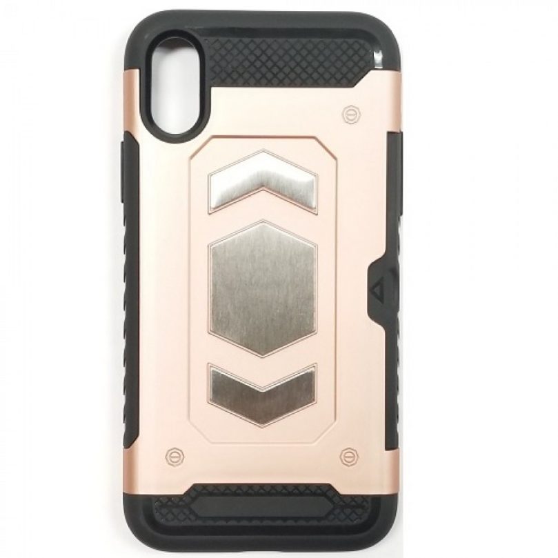 iPhone X/Xs Card Holding Armor Style Case ROSE GOLD 1