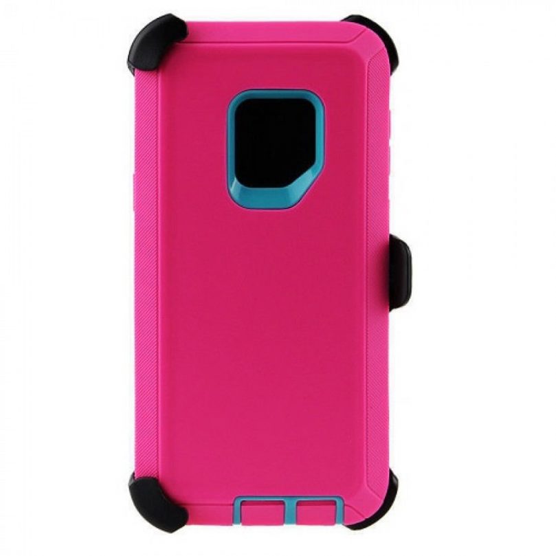 Samsung S9 Heavy Duty Case w/ Clip PINK/TEAL 1