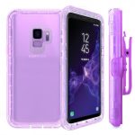 Samsung S9 Transparent Heavy Duty Case w/ Clip PURPLE