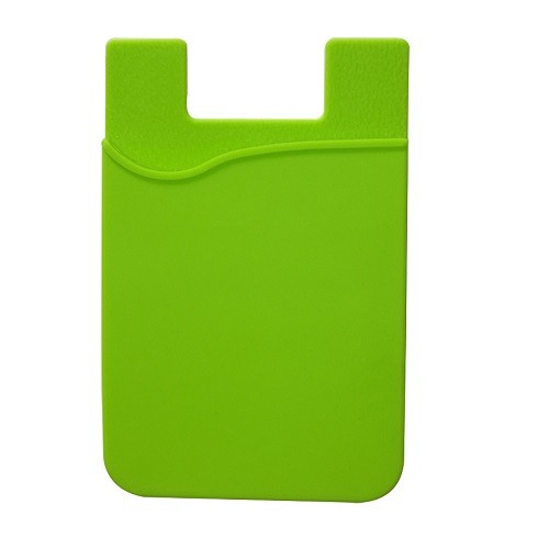 Stick-On Adhesive Silicone Cell Phone Card Holder Green 1