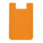 Stick-On Adhesive Silicone Cell Phone Card Holder Orange