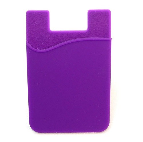 Stick-On Adhesive Silicone Cell Phone Card Holder PURPLE 1