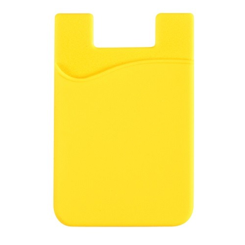 Stick-On Adhesive Silicone Cell Phone Card Holder Yellow 1
