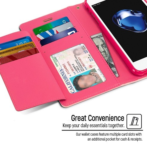 iPhone 6/6s Rich Diary Leather Wallet Case PINK0 2