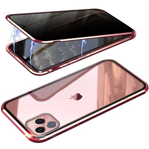 For Apple Iphone 11 Xi6.1 Luxury Vertical Magnetic Button Card Id Holder Pu  Leather Case Cover - Rose Gold 